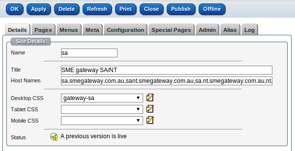 Host name to site mapping